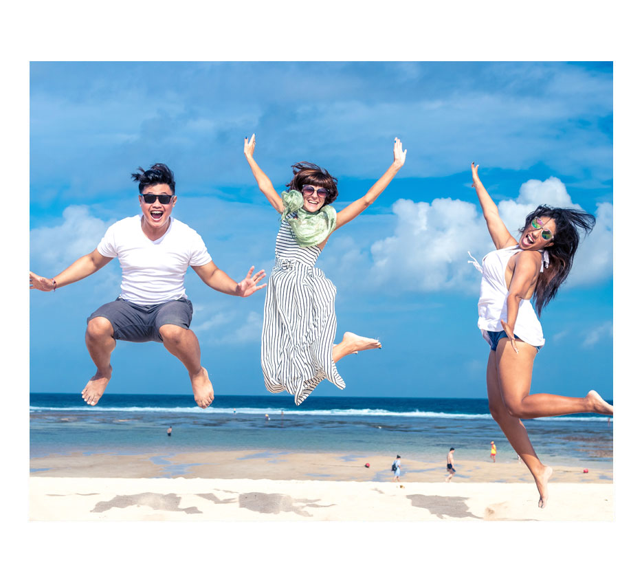 image of friends on a sunny beach